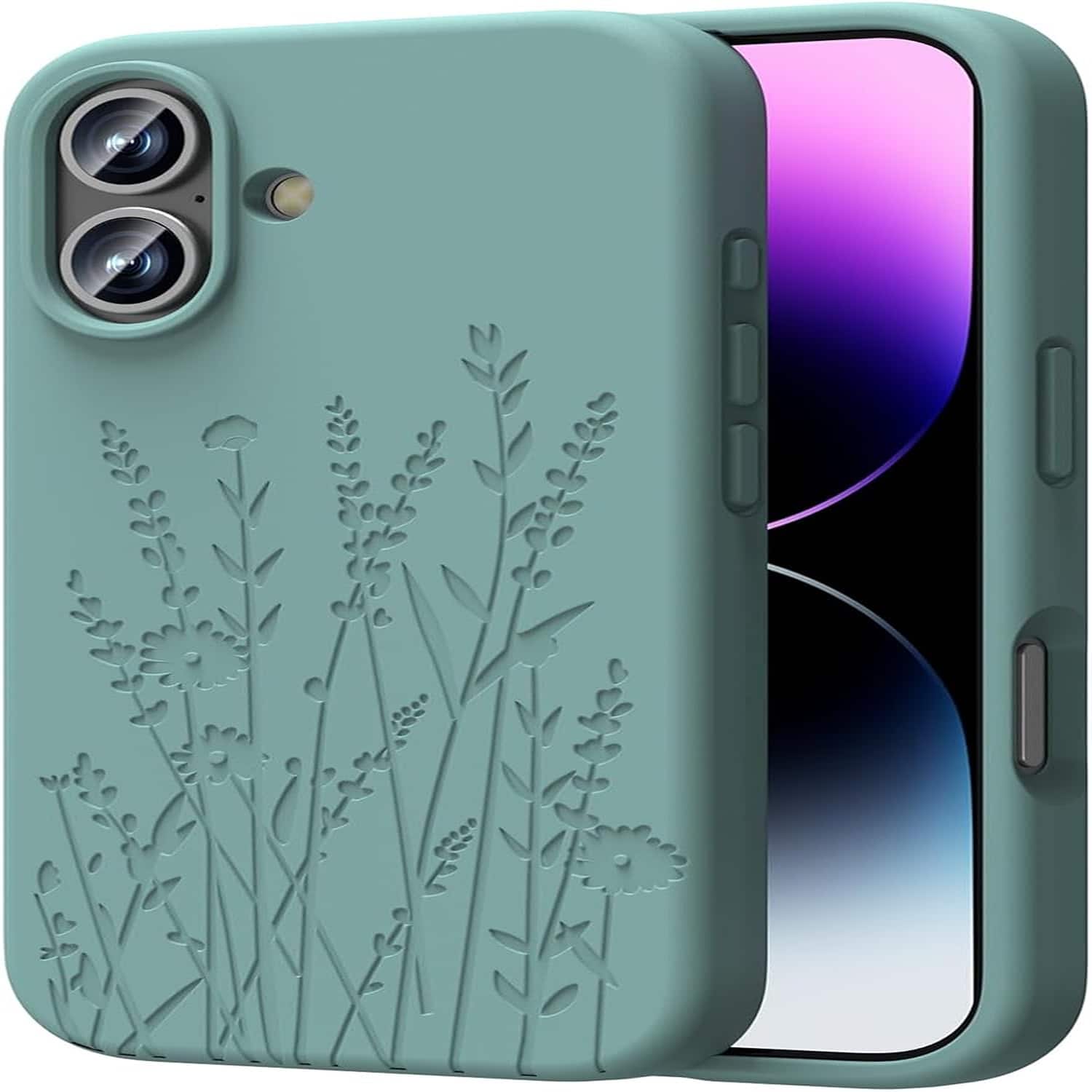 Magnetic Engraved Case Compatible with iPhone 16, Compatible with Magsafe - Green