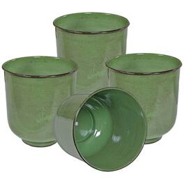 Sunnydaze - Vivian Metal Planter - 11 in - Set of 4 - Jade Glaze