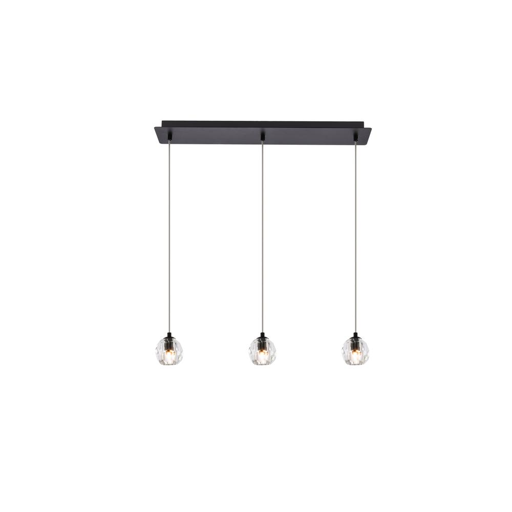 Alt View 3. Elegant Lighting - Eren 3 lights Black pendant - Black.