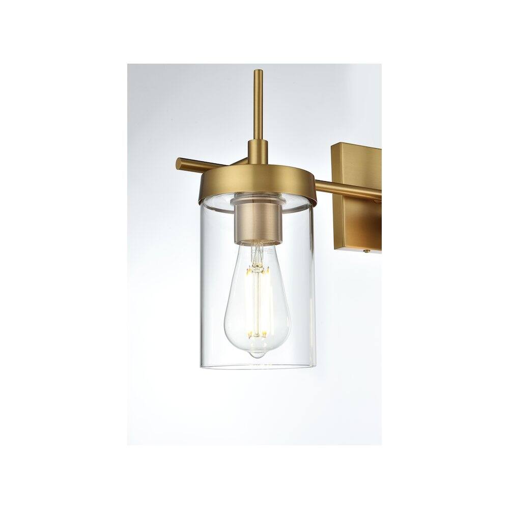 Alt View 3. Living District - Taryin 24 inch Wall Sconce in Satin Gold - Satin Gold And Clear.