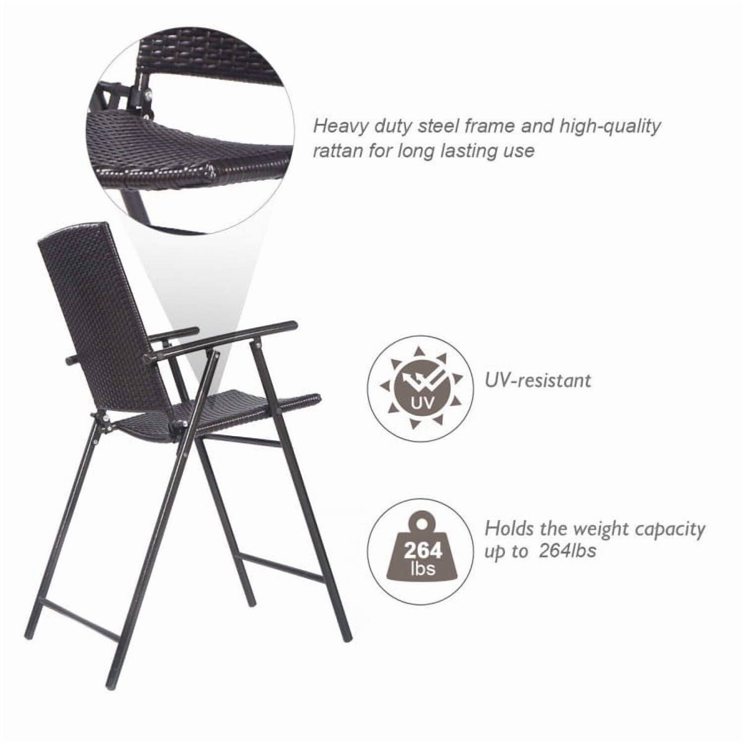 Heavy duty steel frame and high-quality rattan for long lasting use  
UV-resistant  
Holds the weight capacity up to 264 lbs
