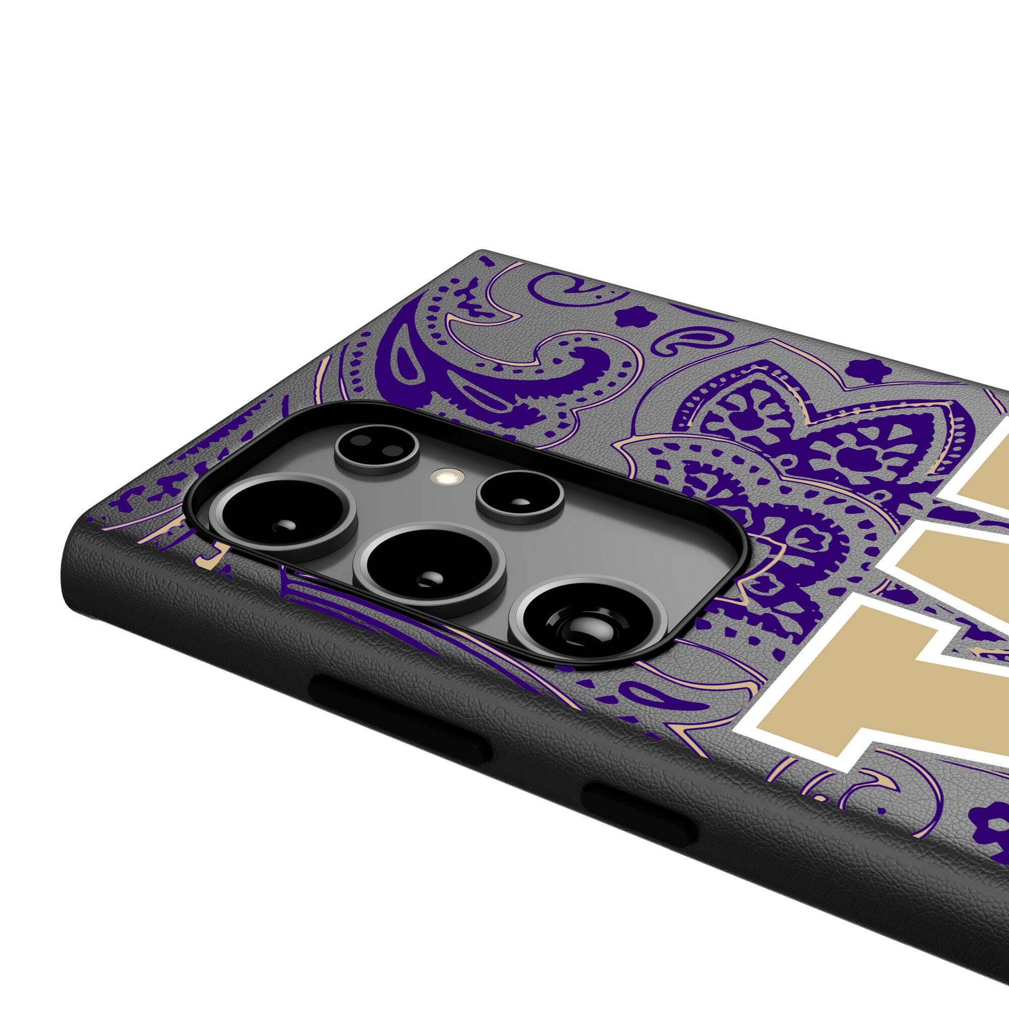 Alt View 3. Keyscaper - Washington Huskies Paisley Galaxy Magnetic Bump Case - S25 - Black.