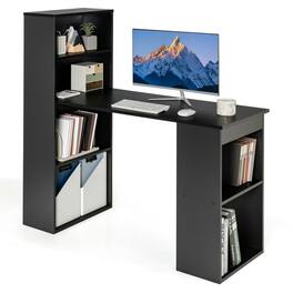 Pefilos - Computer Desk Writing Workstation Office with 6-Tier Storage Shelves- Office Desk, Gaming Computer Desks for Study - Black