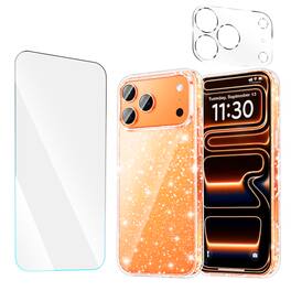 Entronix - iPhone 17 Pro Bundle: Glitter Case, Screen & Lens Protectors - Clear