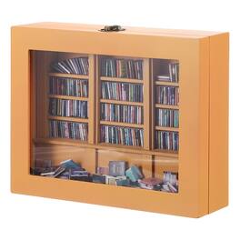 Unique Bargains - Anxiety Bookshelf, Wood Mini Bookshelf Shake Away Your Anxiety Tiny Book Shelf, with 300 Mini Books, for Home Room Decor - Yellow