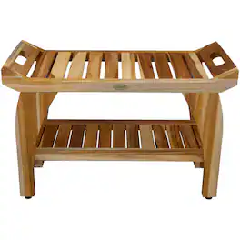 EcoDecors - 30 Inch Tranquility Natural Color Waterproof Teak Wood Shower Bench - EarthyTeak