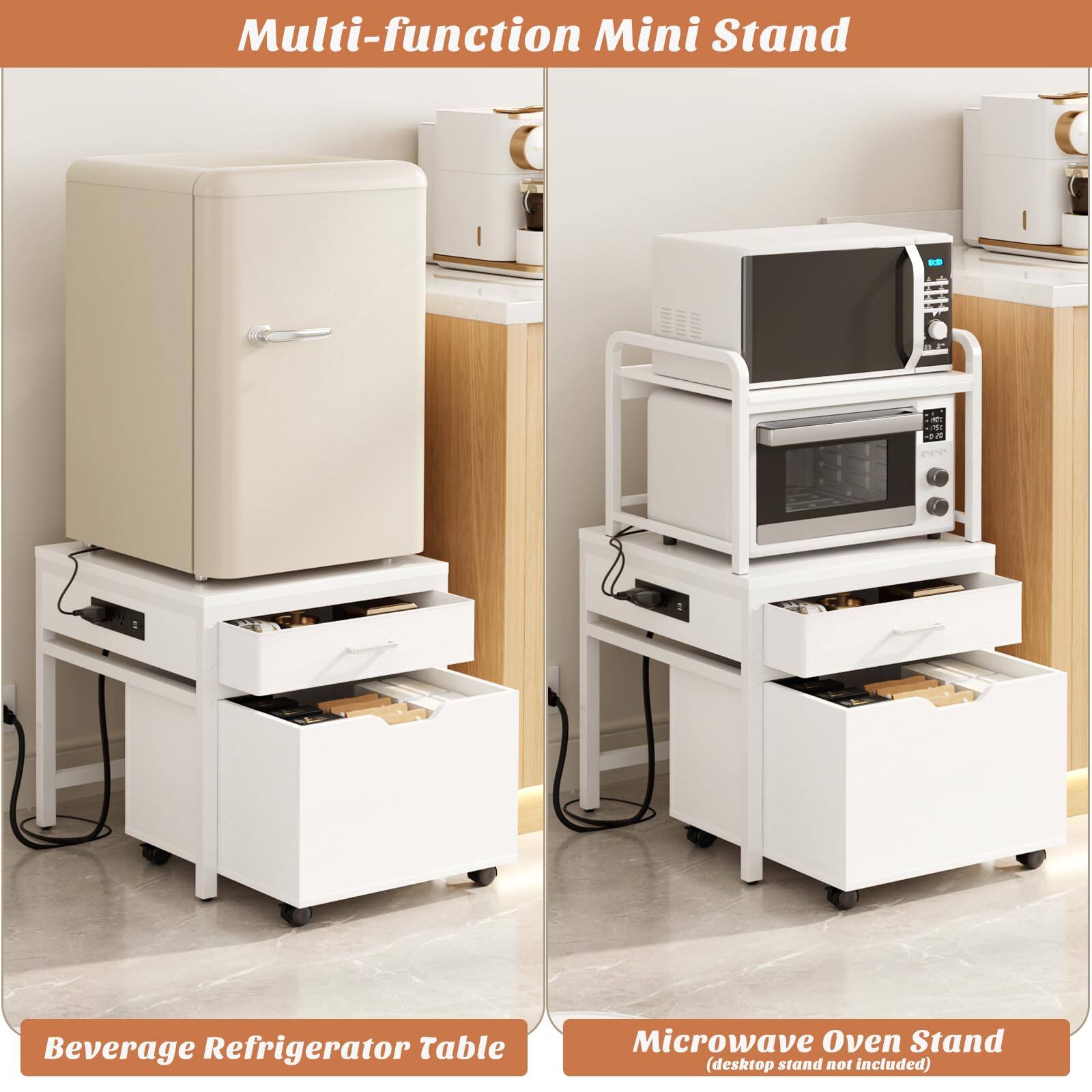 Multi-function Mini Stand - A Beverage Refrigerator Table Microwave Oven Stand (desktop stand not included)