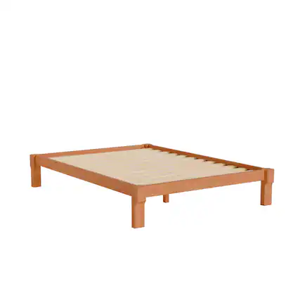 Front. FlexiSpot - Kana Japanese Joinery Solid Wood Platform Bed Frame - Oak.