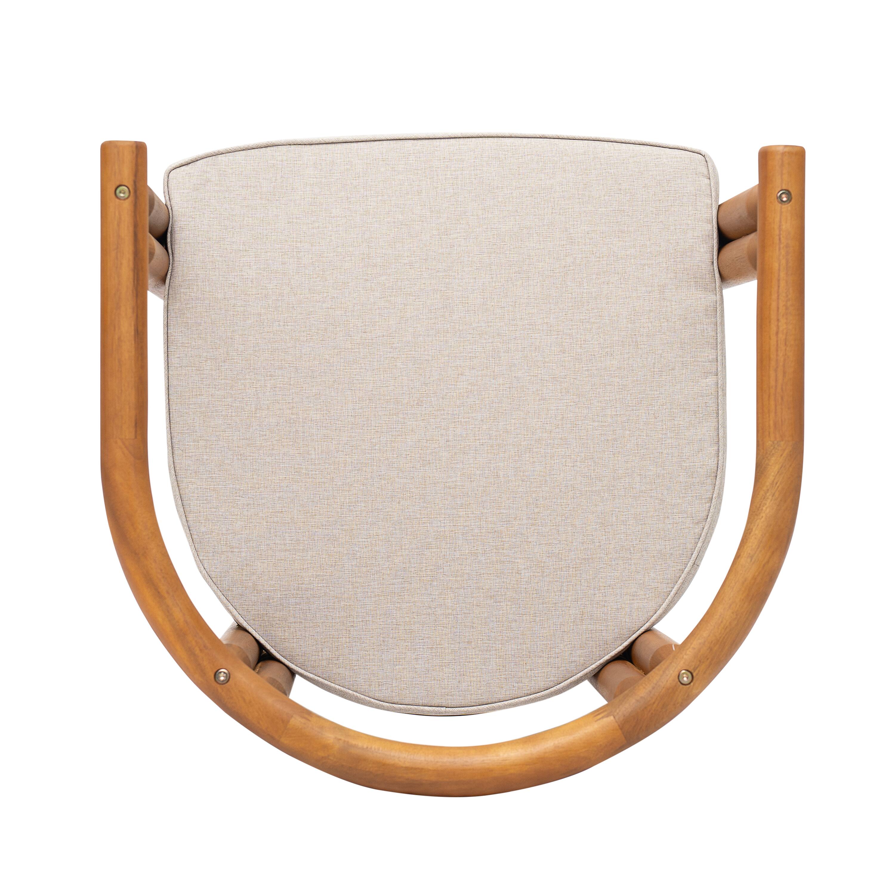 Alt View 4. Mondawe - Set of 2 Acacia Wood Armrest Dining Chair with Cushion - Teak+ Beige.