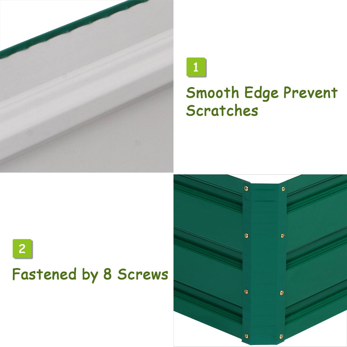 1. Smooth Edge Prevent Scratches  
2. Fastened by 8 Screws