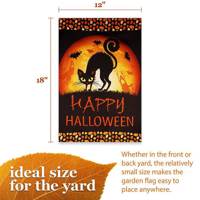 12" x 18" PPY Halloween  
Ideal size for the yard  
Whether in the front or back yard, the relatively small size makes the garden flag easy to place anywhere.