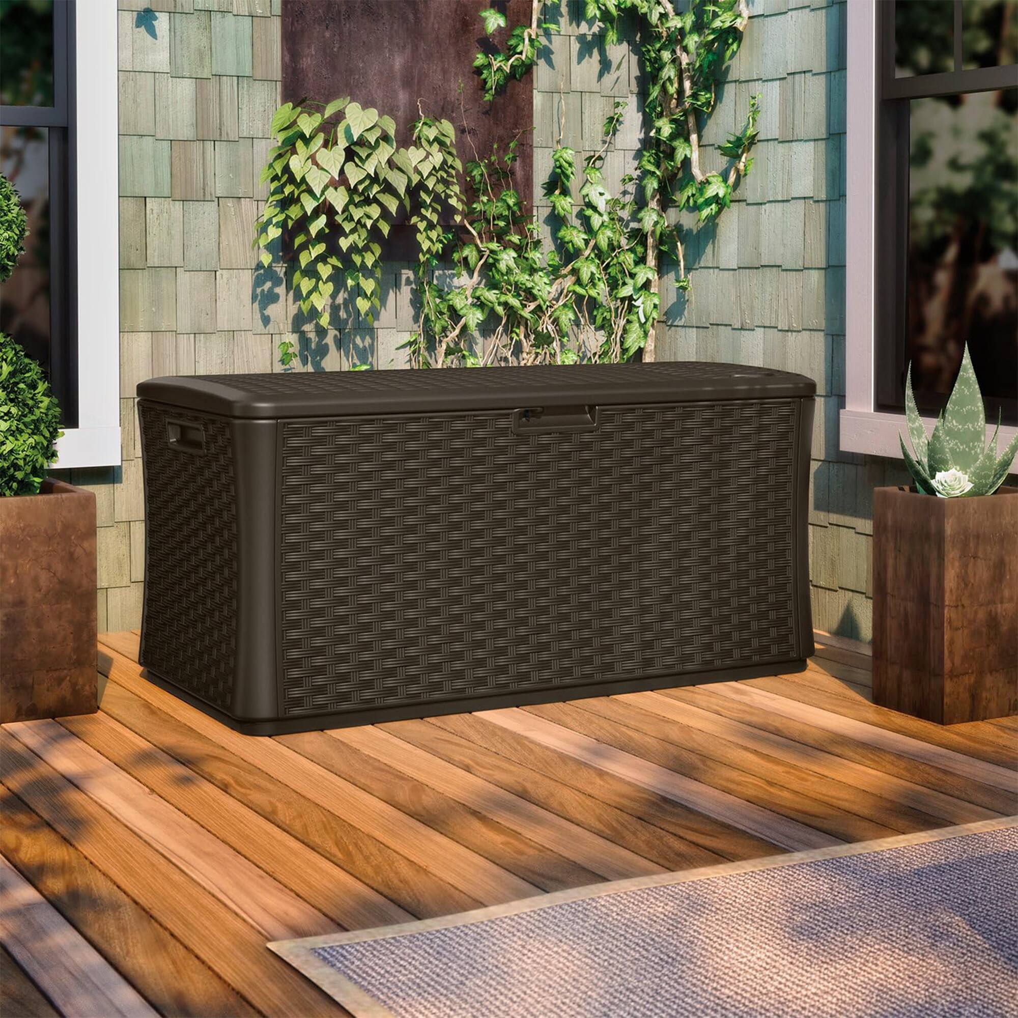 Alt View 8. Suncast - Suncast 134 Gallon All-Weather UV-Resistant Outdoor Patio Storage Deck Box, Java - Brown.