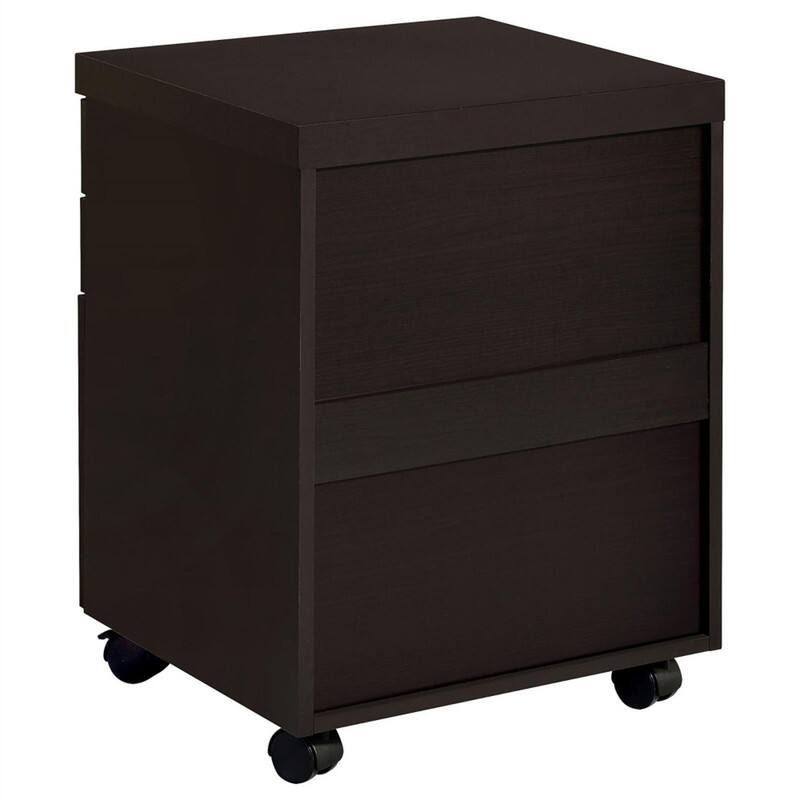 Alt View 6. HTUTWOO - 18.00" Cappuccino 3-Drawer File Cabinet - Mobile Wood Filing Cabinet with Casters, Silver Hardware, Home Office Storage - Brown.