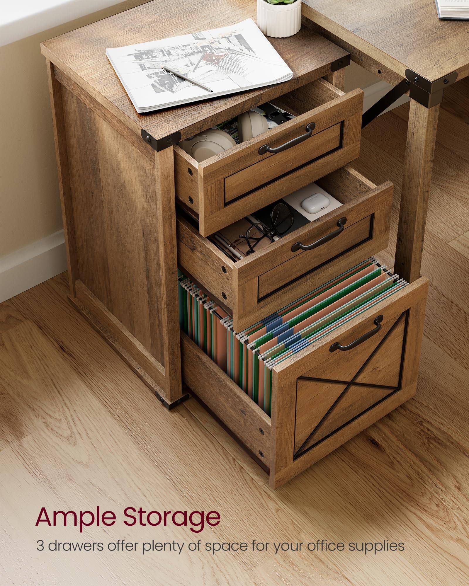 Ample Storage  
3 drawers offer plenty of space for your office supplies
