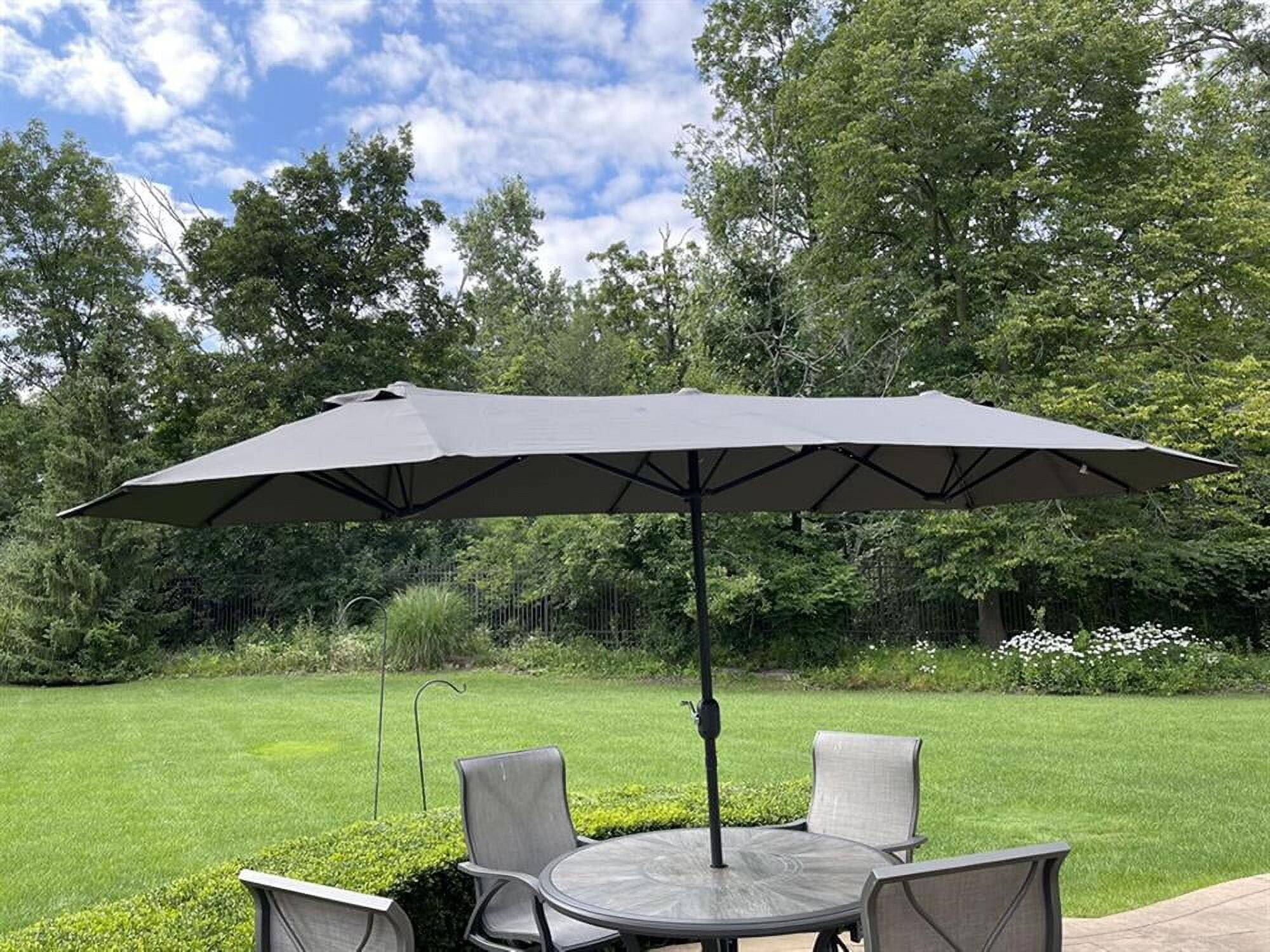 Alt View 7. Kadyn - Outdoor Garden UmbrellaMarket Umbrella13 Feet Double Sided Patio Twin Table Umbrella with Crank Handle Orange - Orange.
