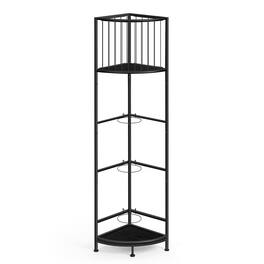 Oumilen - 3-Tier Corner Sports Ball Storage Rack, Black Metal Vertical Basketball Soccer Volleyball Organizer - Black