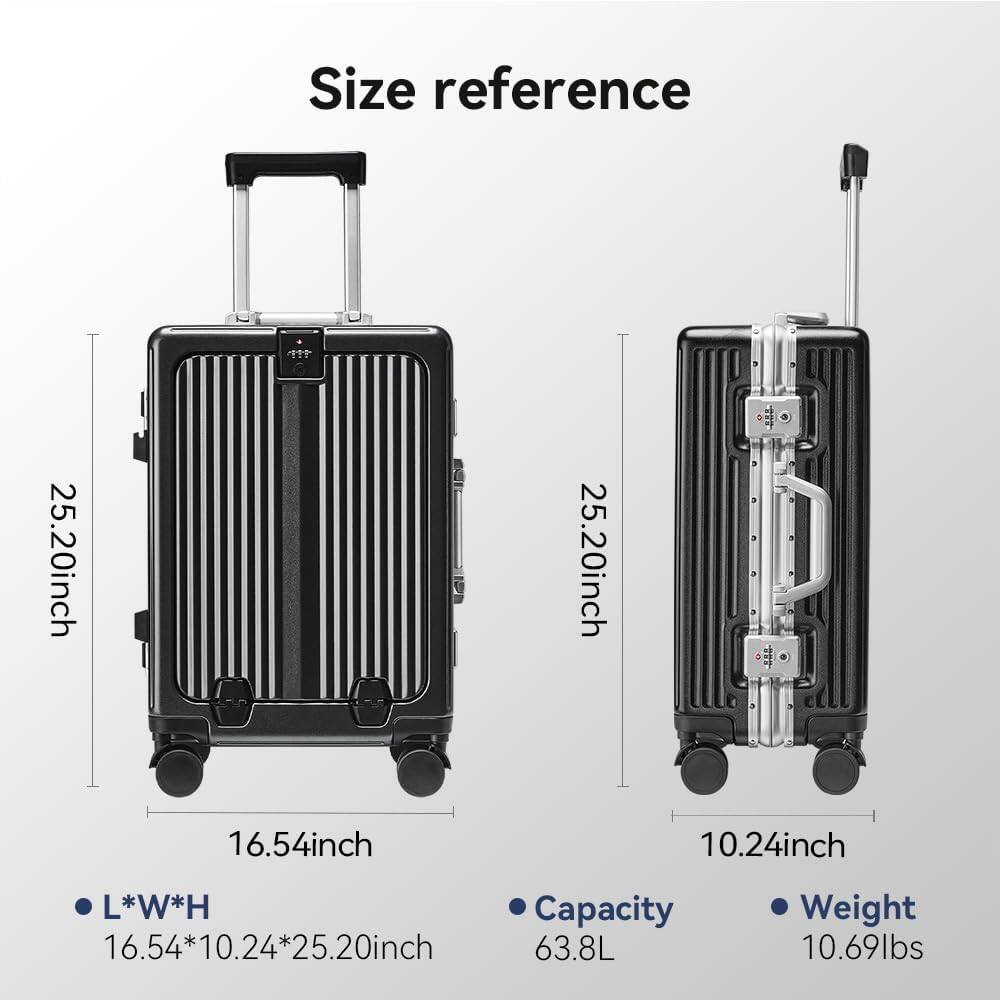Size reference: 25.20 inch (L) x 25.20 inch (H) x 16.54 inch (W)  
Capacity: 16.54 x 10.24 x 25.20 inch = 63.8L  
Weight: 10.69 lbs