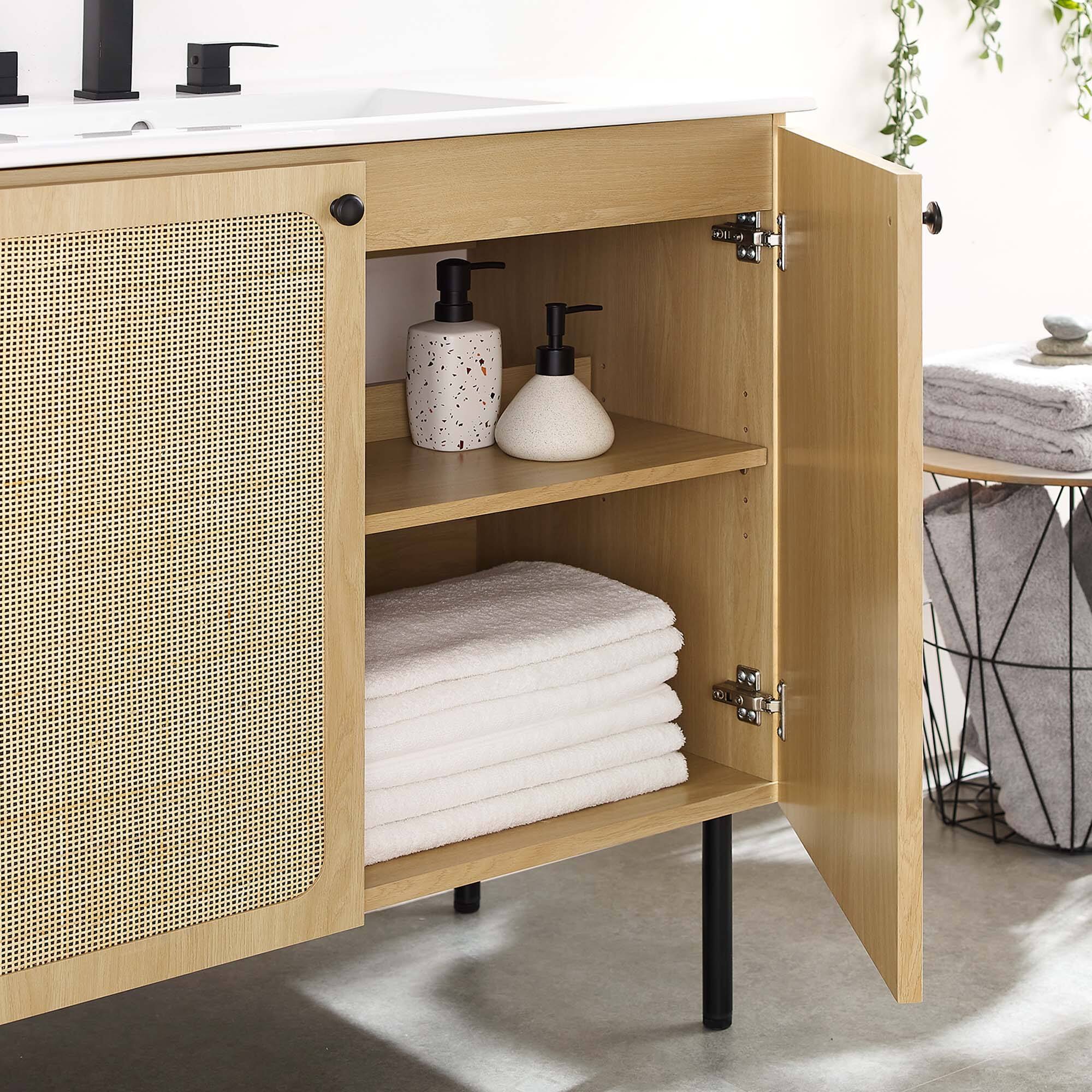 Alt View 1. Modway - Chaucer Bathroom Vanity with White Basin Included by Modway - Oak White.