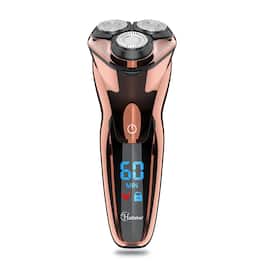 HATTEKER - Men’s 3-Head Rotary Electric Shaver, 4D Floating Contour Shaving Razor, USB Charging with Pop-Up Beard Trimmer - Pink