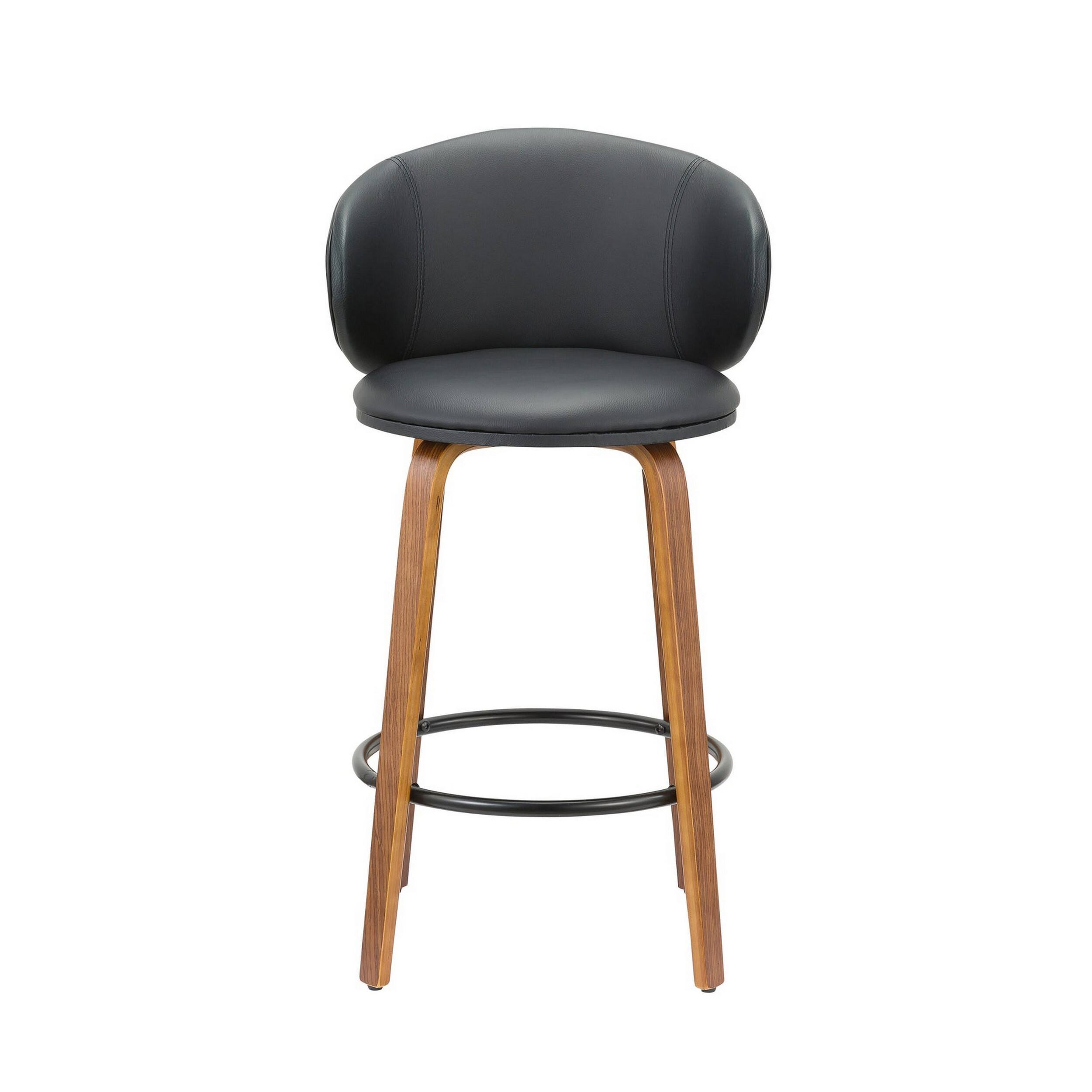 Angle. Manhattan Lane - Zubi 26 Inch Counter Height Chair, Set of 2, Wingback, Viet Nam Legs - Black, Brown.
