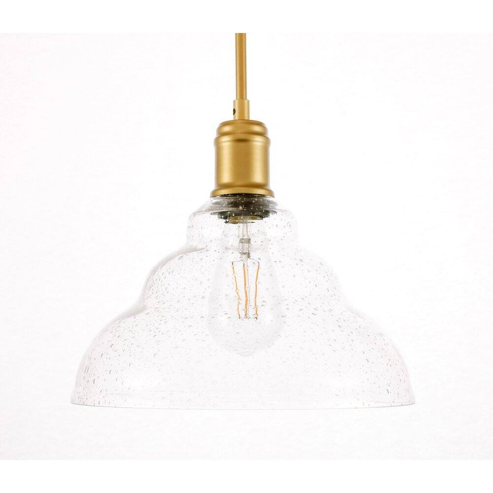 Alt View 1. Living District - Gil 1 Light Brass And Clear Seeded Glass Pendant - Brass And Clear Seeded Glass.