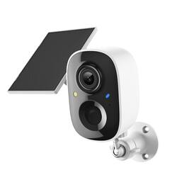 PRIMEPLUS - 2K FHD Solar Outdoor Cam, AI Human Detection, Color Night Vision, 2-Way Audio, Spotlight, Siren, 2.4GHz - White