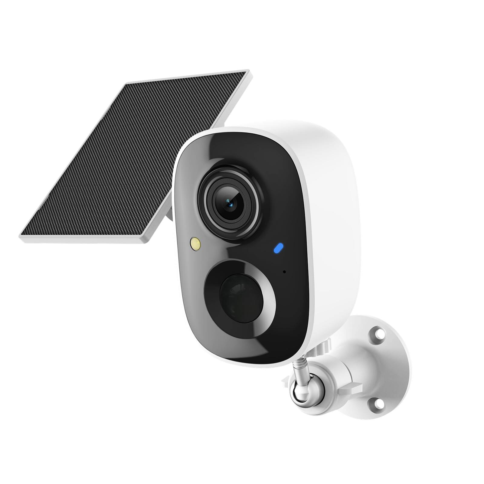 Front. PRIMEPLUS - 2K FHD Solar Outdoor Cam, AI Human Detection, Color Night Vision, 2-Way Audio, Spotlight, Siren, 2.4GHz - White.