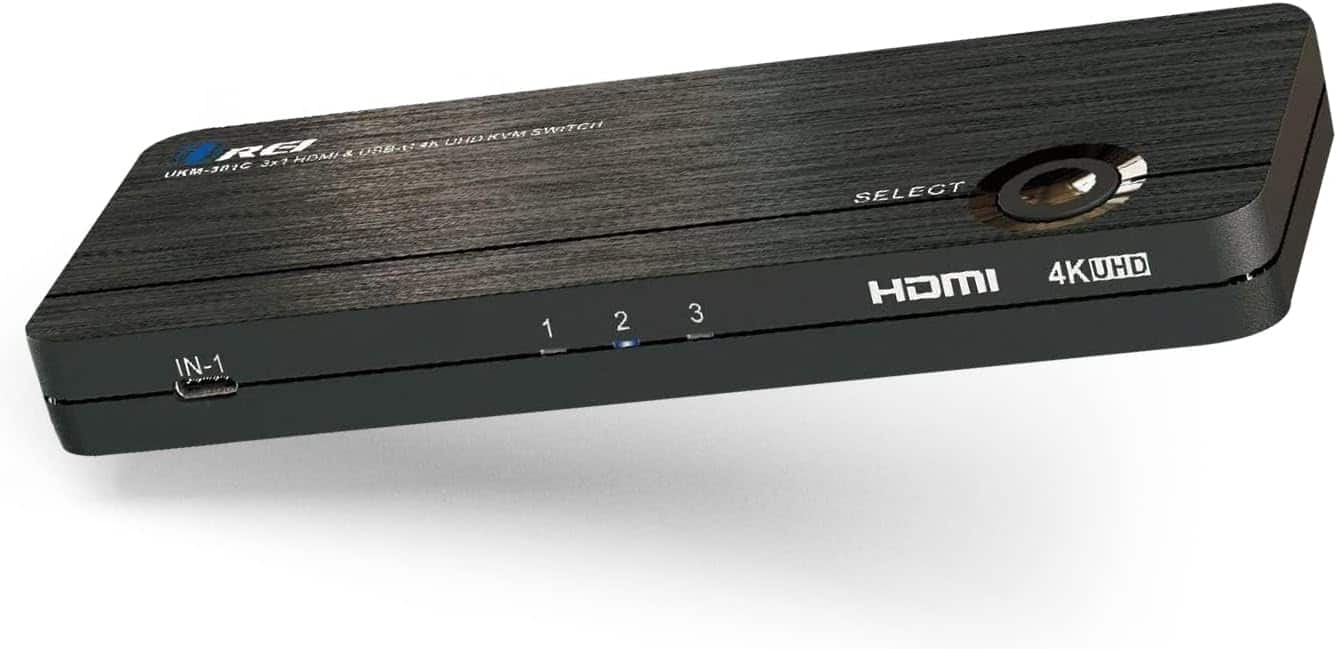 Orei - 3 Port KVM Switch 4K@60Hz, 1 USB-C DP Input, 2 HDMI Inputs - UKM-301C - Black