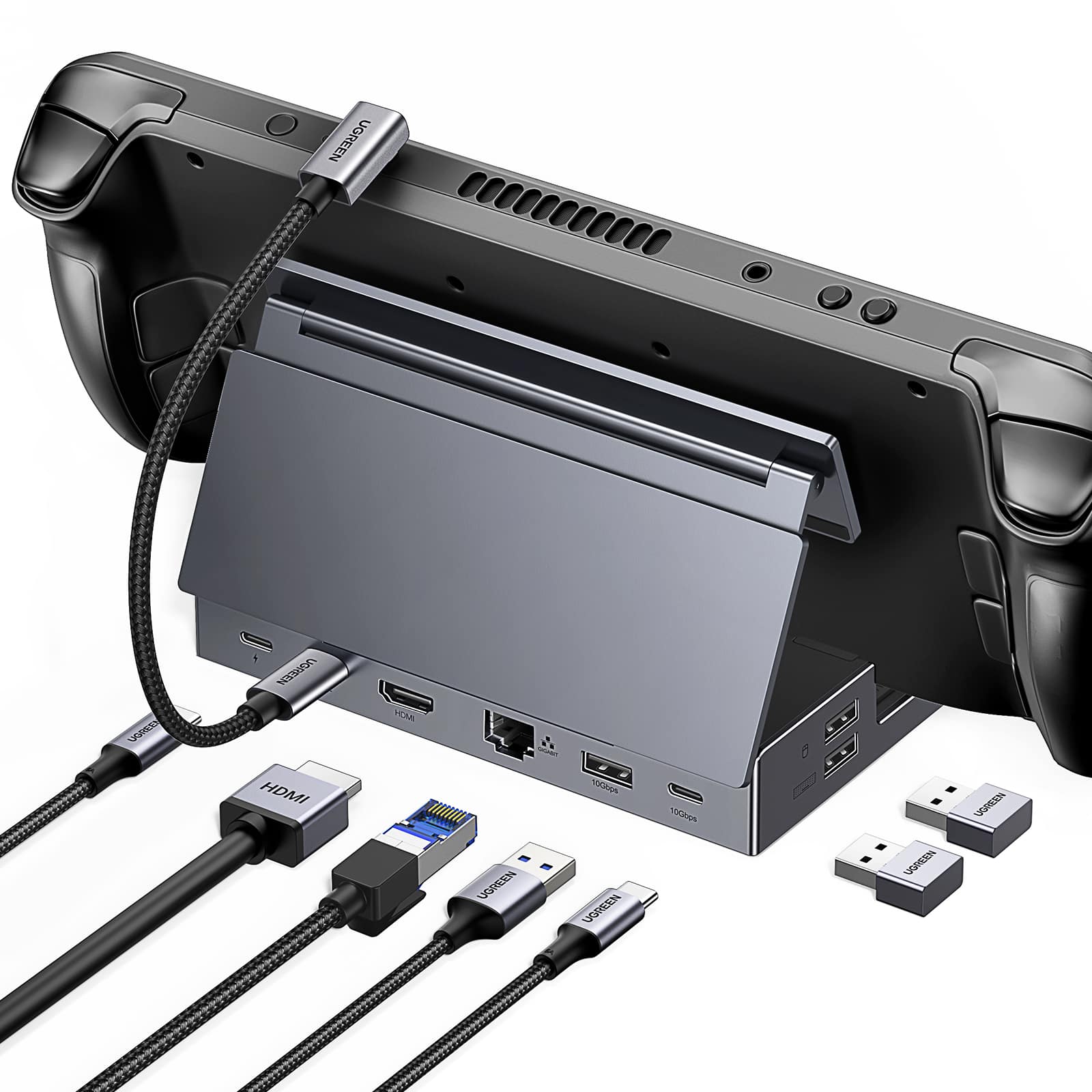 UGREEN - Steam Deck Dock, 9-in-1 Docking Station with 4K@60Hz HDMI, USB A&C 3.2 Ports, PD 100W, Gigabit Ethernet, Foldable Stand
