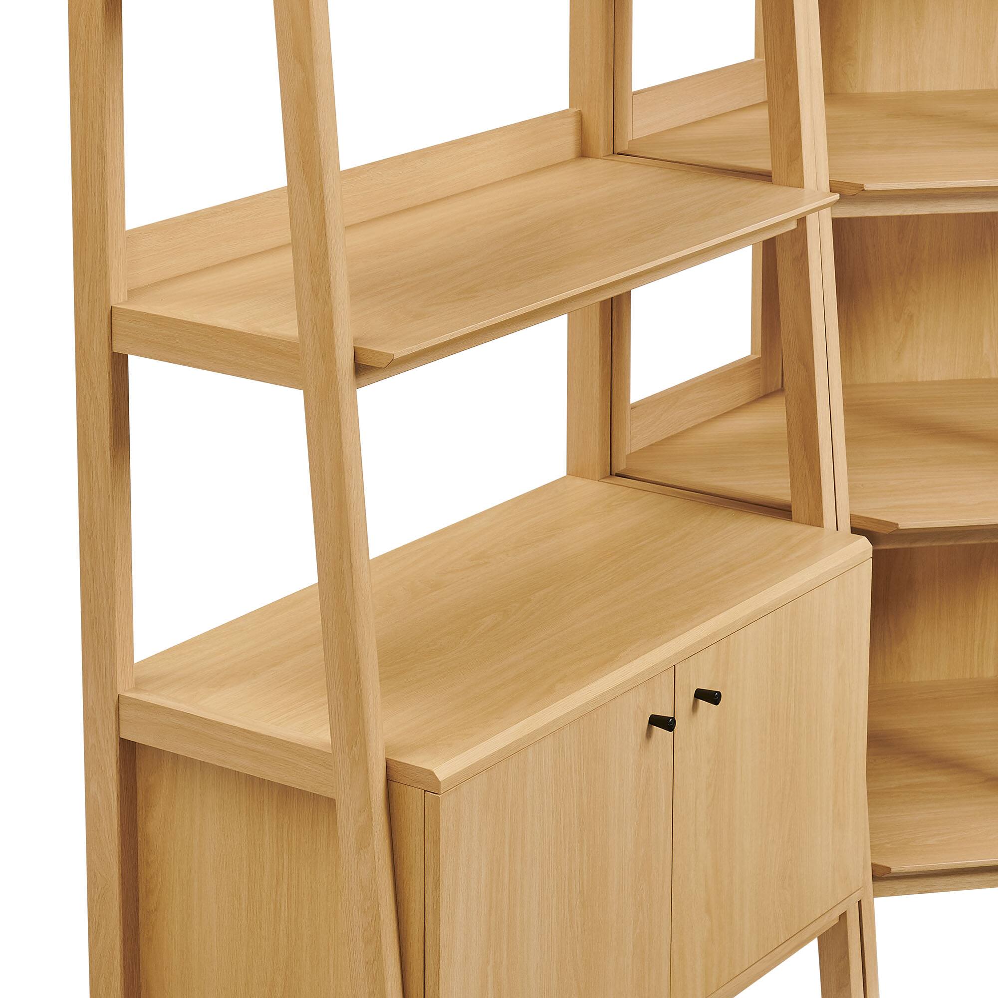 Alt View 4. Modway - Bixby 3-Piece Corner Bookshelf Set with Wide Bookshelves by Modway - Oak.