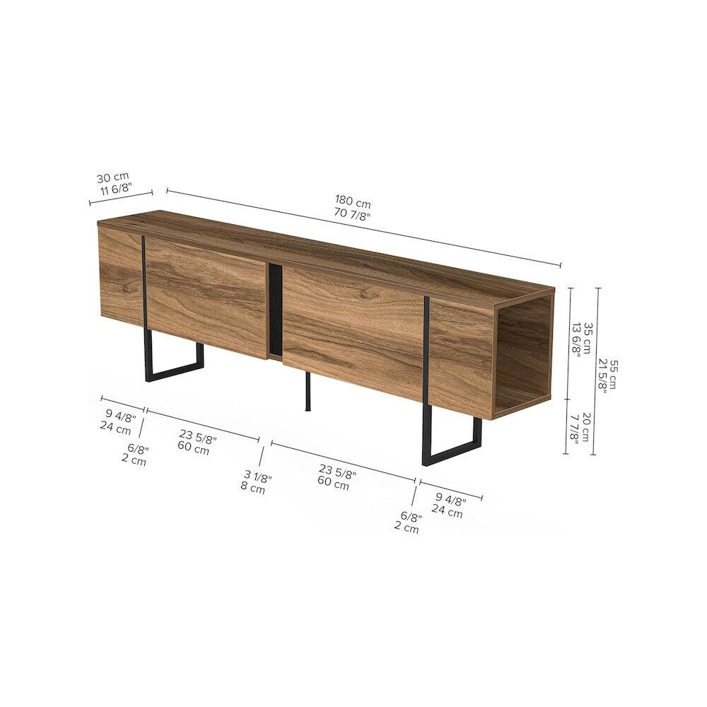 - 30 cm (11 6/8")
- 180 cm (70 7/8")
- 9 4/8" (24 cm)
- 23 5/8" (60 cm)
- 3 1/8" (8 cm)
- 2 cm
- 21 5/8" (55 cm)
- 20 cm (7 7/8")
- 33 cm (13 6/8")
- 55 cm (21 5/8")