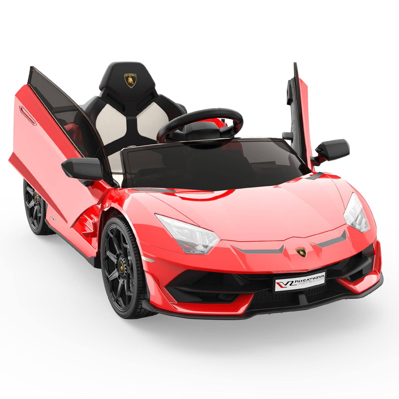 GARVEE - new Licensed Lamborghini 12V Electric Ride-On Car Parent Remote 2-Speed Modes LED Lights Engine Sounds Hydraulic Doors