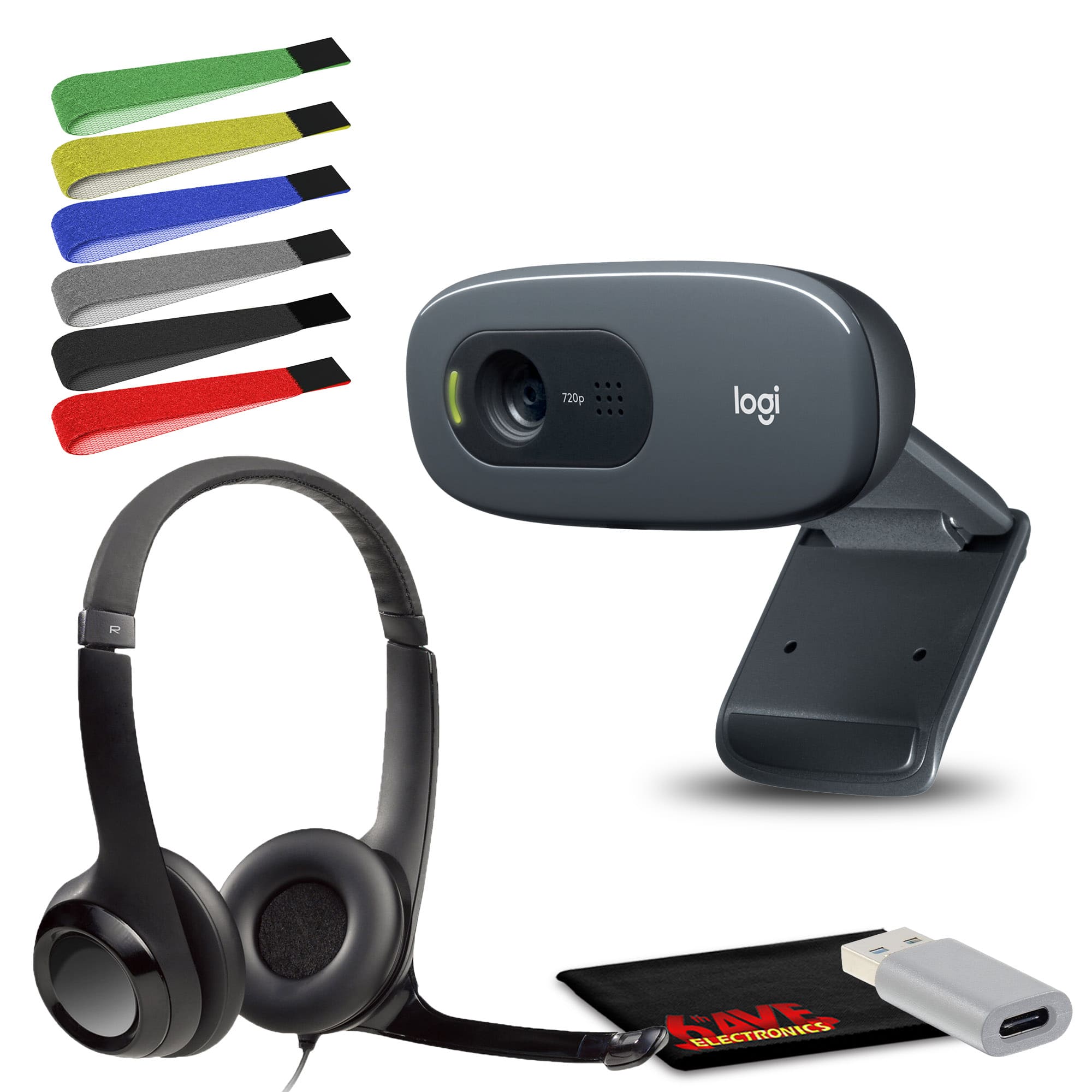 Logitech - C270 Desktop or Laptop Webcam,  HD 720p Video Calling Bundle