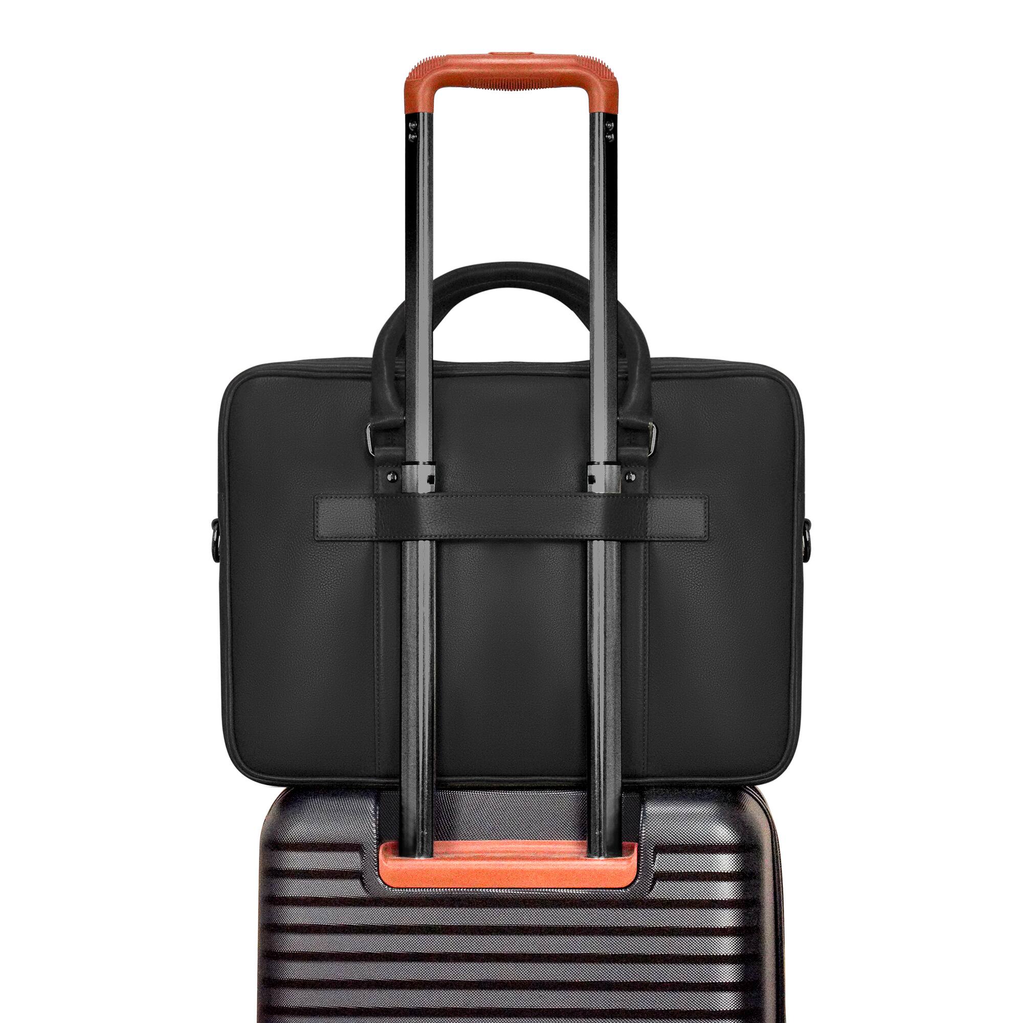 Alt View 2. Champs - Onyx Leather Slim Briefcase - Black.