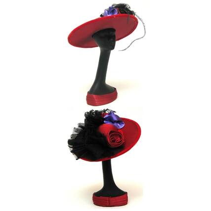 Front. BreeBe - Red Hat Mannequin withHat black bow - Multi.