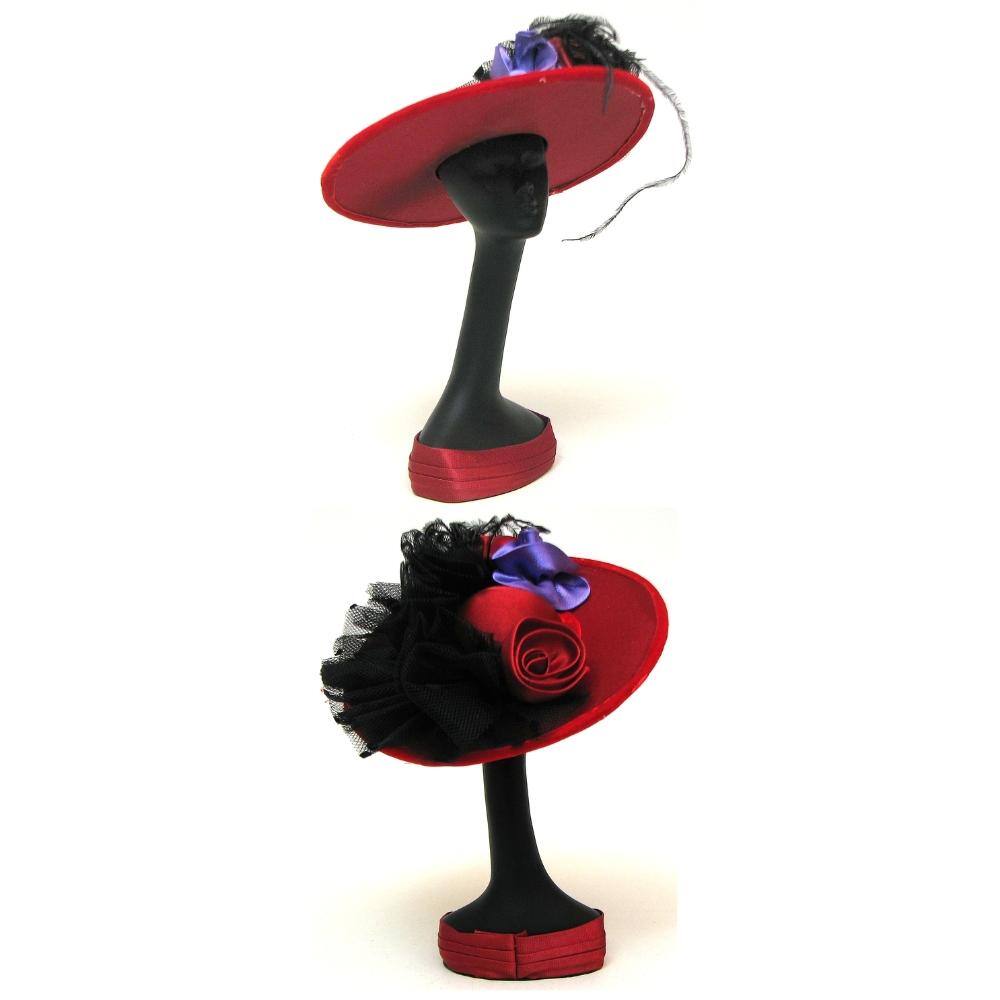 Front. BreeBe - Red Hat Mannequin withHat black bow - Multi.