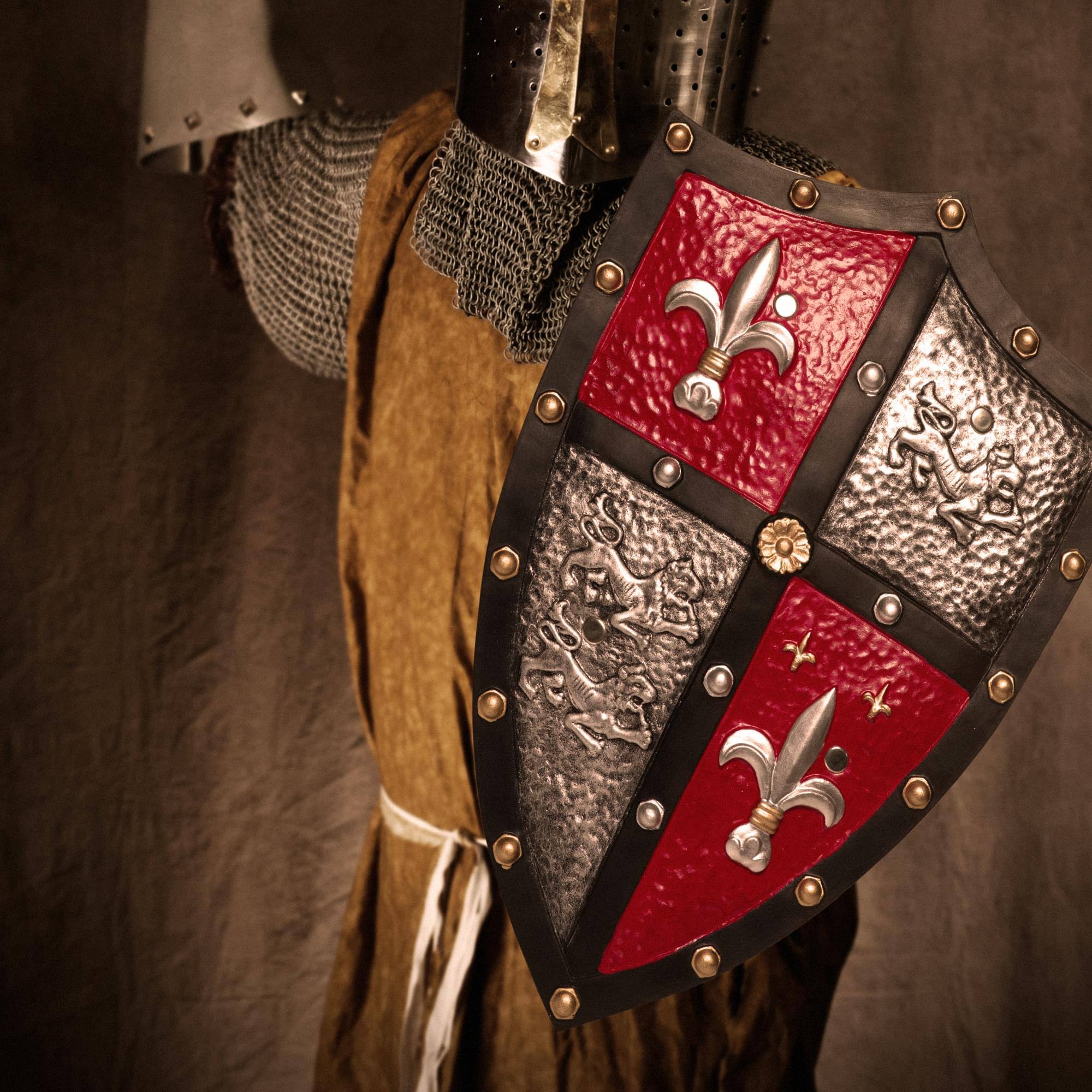 Alt View 1. Underwraps - Coat of Arms Medieval Shield 20 Inch Foam Adult Costume Accessory - Red.