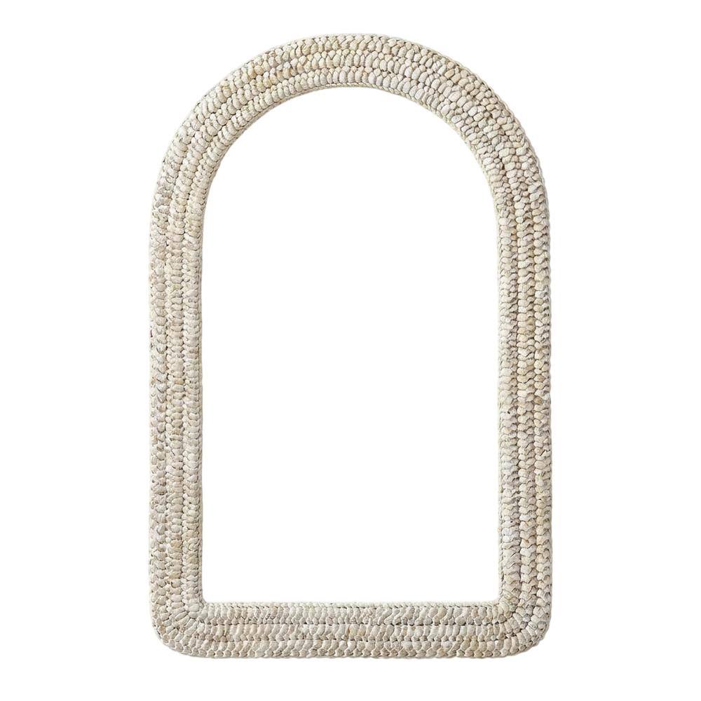 Front. Elegant Decor - Arch Cornhusk Mirror 27x42 in Linen White - Linen White.