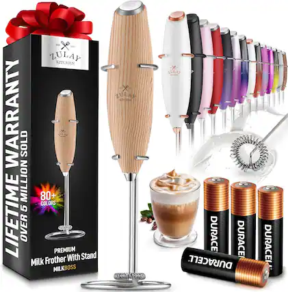ZULAY KITCHEN
LIFETIME WARRANTY
OVER 5 MILLION SOLD
80+ COLORS
PREMIUM Milk Frother With Stand
MILKBOSS
DURACELL