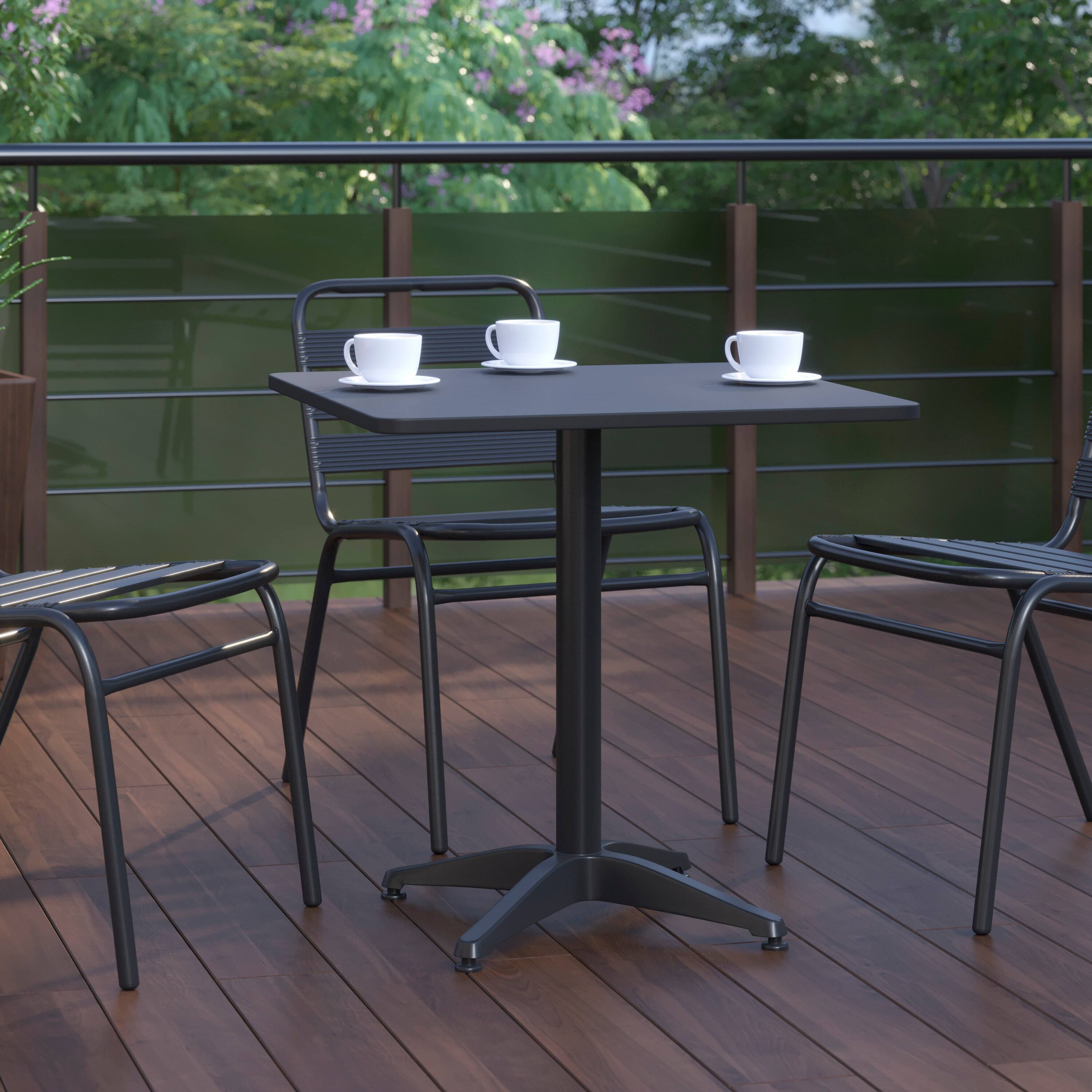 Alt View 3. Flash Furniture - Mellie 27.5'' Black Square Metal Indoor-Outdoor Table with Base - Black.