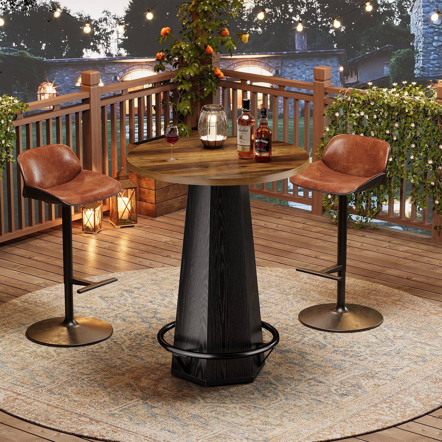 Alt View 1. Tribesigns - Bar Table with Engineered Wood Construction and Compact Design for Everyday Dining and Home Entertaining - Brown.
