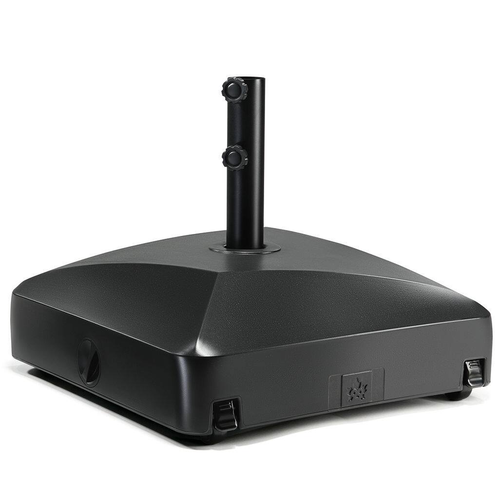 Maple99 - Umbrella Base – Fillable, Heavy-Duty & Mobile Patio Umbrella Stand for Deck, Poolside, Garden - 123 lbs Capacity - Black