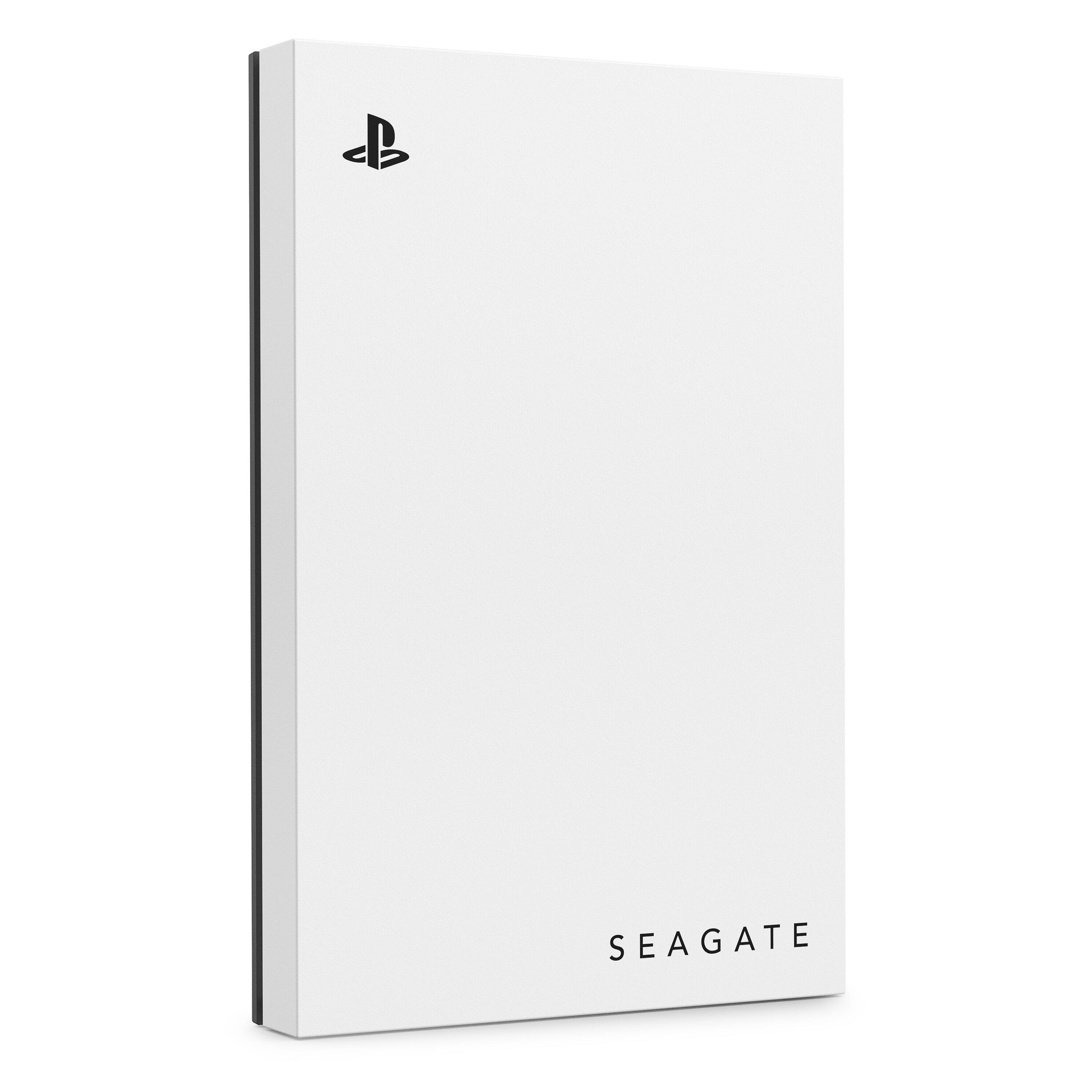 Angle. Seagate - Game Drive for PlayStation Consoles 2TB External USB 3.2 Gen 1 Portable Hard Drive with Blue LED Lighting - White.