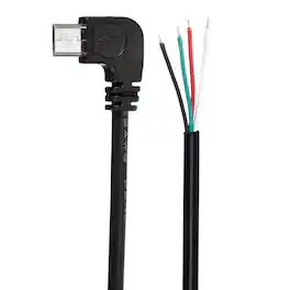 Unique Bargains - 0.3M Right Angle Micro USB Male to 4-Pin Pigtail, 28AWG 12V 3A, for DIY Keyboard Repair, 2pcs - Black