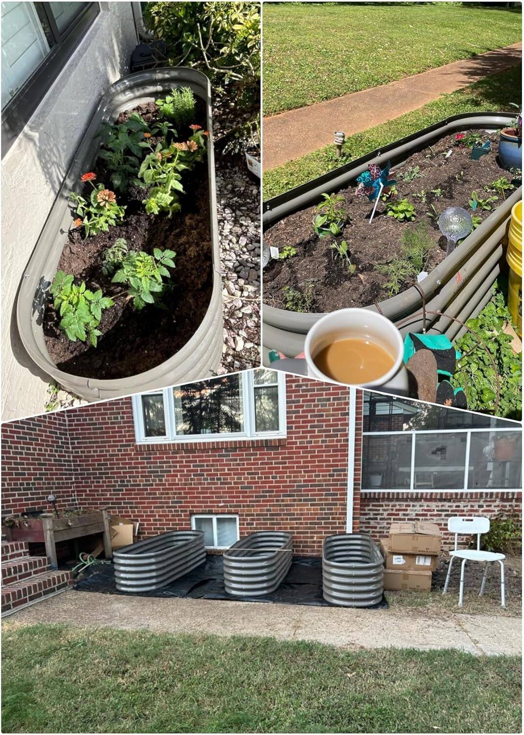 Alt View 5. A Anleolife - Metal Oval Raised Garden Bed Planter Boxes for Vegetables Flowers Herbs (72 in. L x 24 in. W x 18 in. H) - Gray.