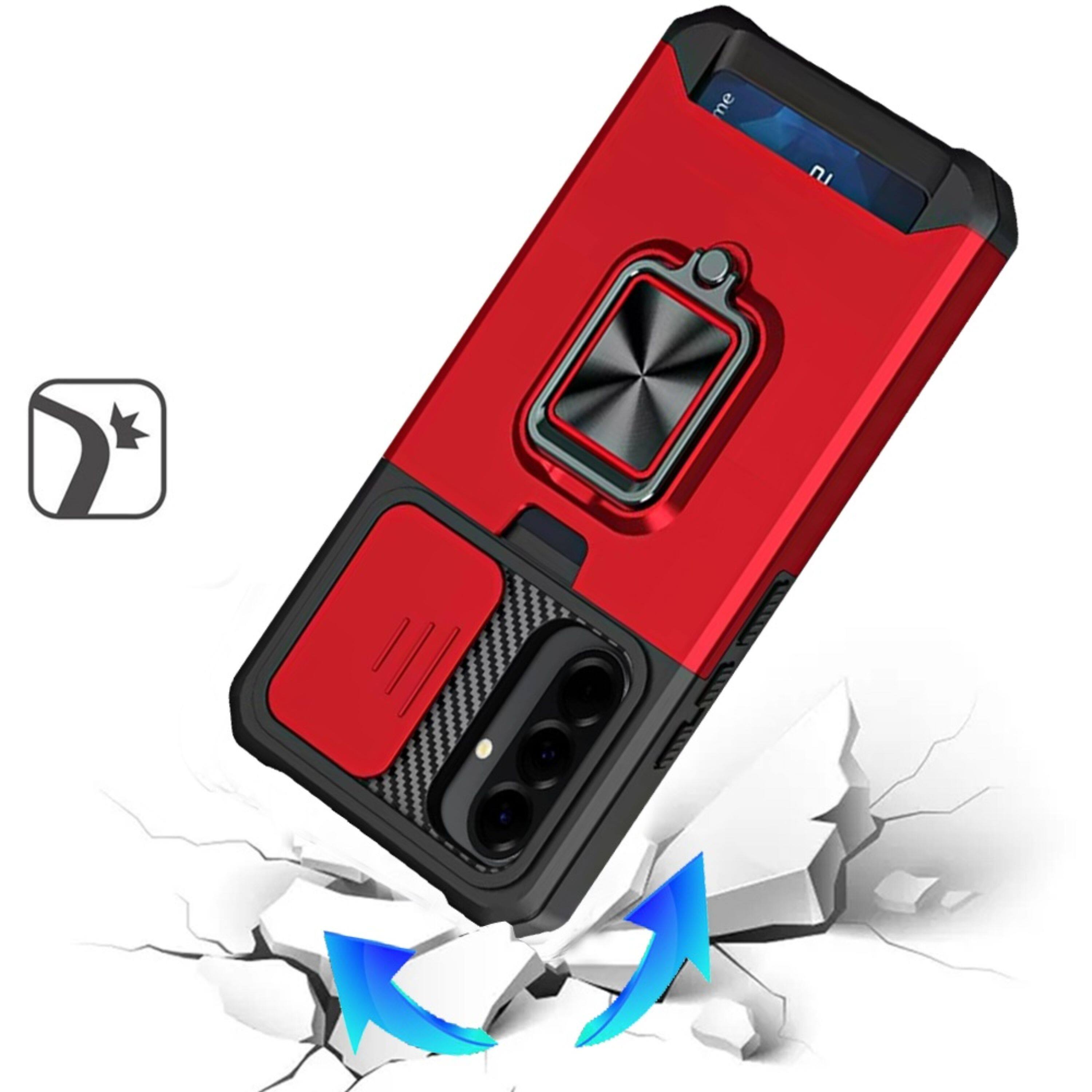 Angle. Kitcheniva - Multi-Use Card Holder Camera Lens Cover Phone Case With Tempered Glass For Samsung Galaxy A57 5G Blue - Blue.