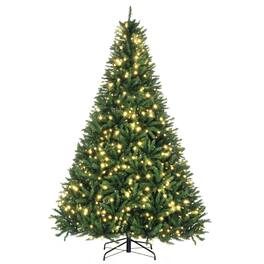 Homcom - Prelit Full Douglas Fir Artificial Christmas Tree with 700 Warm White LED Lights and 2154 Branch Tips - Green