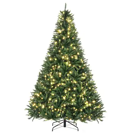 Front. Homcom - Prelit Full Douglas Fir Artificial Christmas Tree with 700 Warm White LED Lights and 2154 Branch Tips - green.