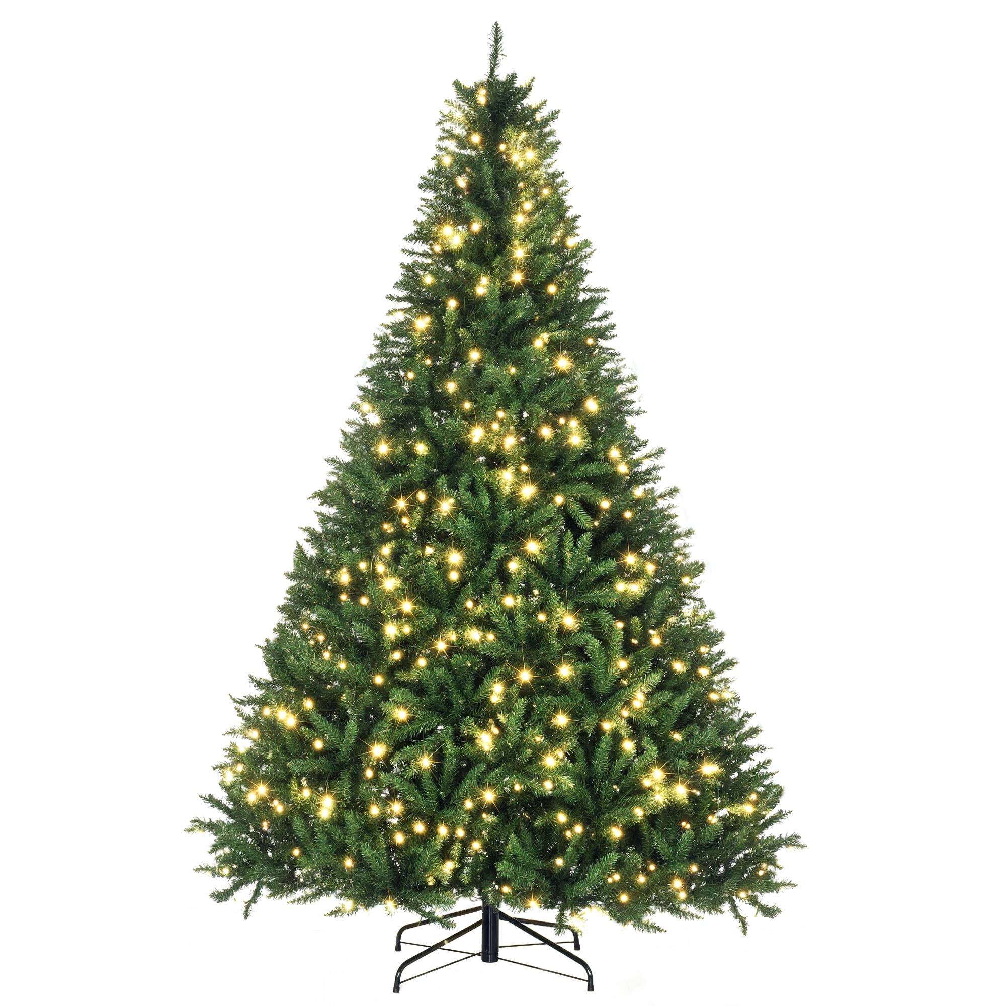 Front. Homcom - Prelit Full Douglas Fir Artificial Christmas Tree with 700 Warm White LED Lights and 2154 Branch Tips - green.