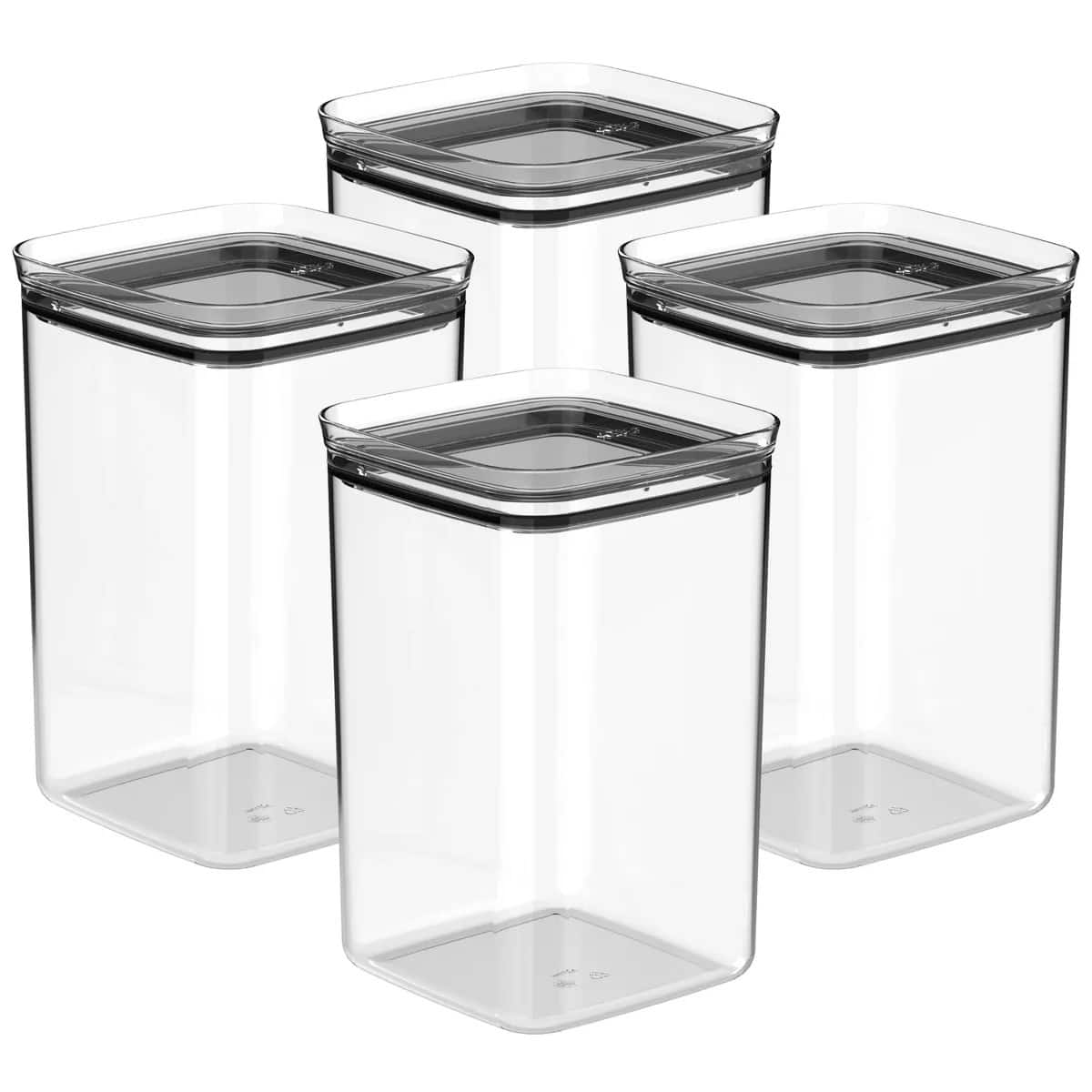 OU - Airtight Food Storage Container 8pc (set of 4) Plastic Kitchen Pantry Organizer w Leak Proof Lid - Clear